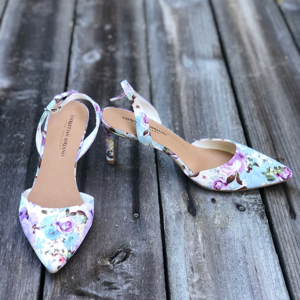 Floral low heeled